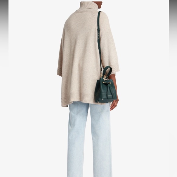 NWT Strathberry Lana Osette Bucket Bag Top Handle 100% Calf Leather Bottle Green - Picture 3 of 7